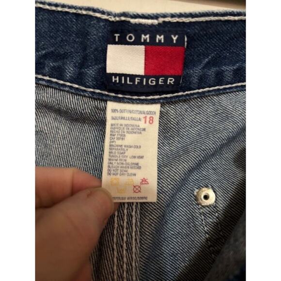 Vintage 90s Tommy Hilfiger Carpenter Jeans Wide Leg Utility Y2K Spell Out Med - Picture 3 of 8